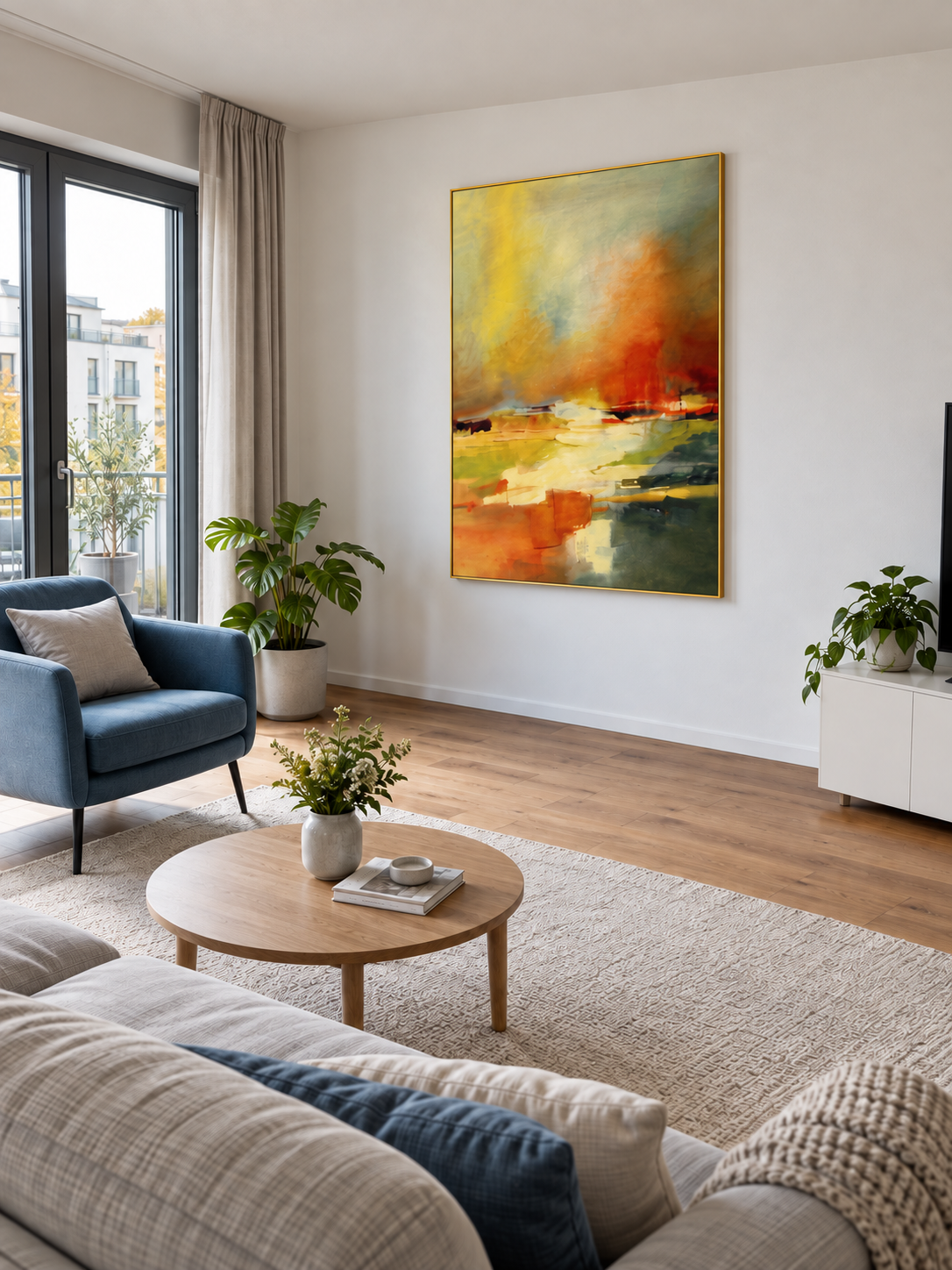 Handgemaltes Gemälde „Glühender Horizont“ 120x160cm