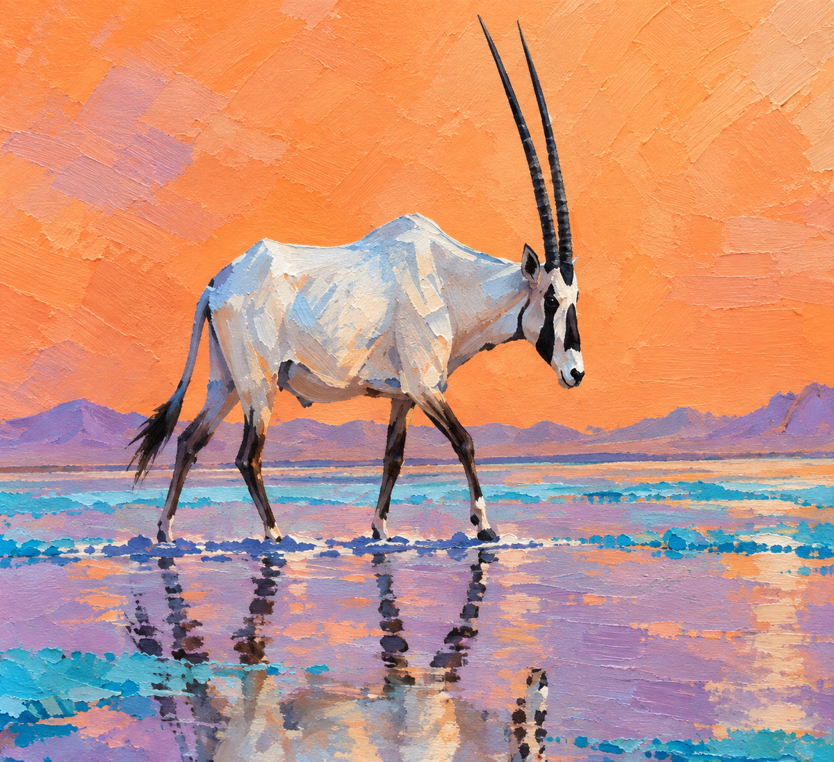 Handgemaltes Gemälde „Oryx im Abendlicht“ 120x90cm