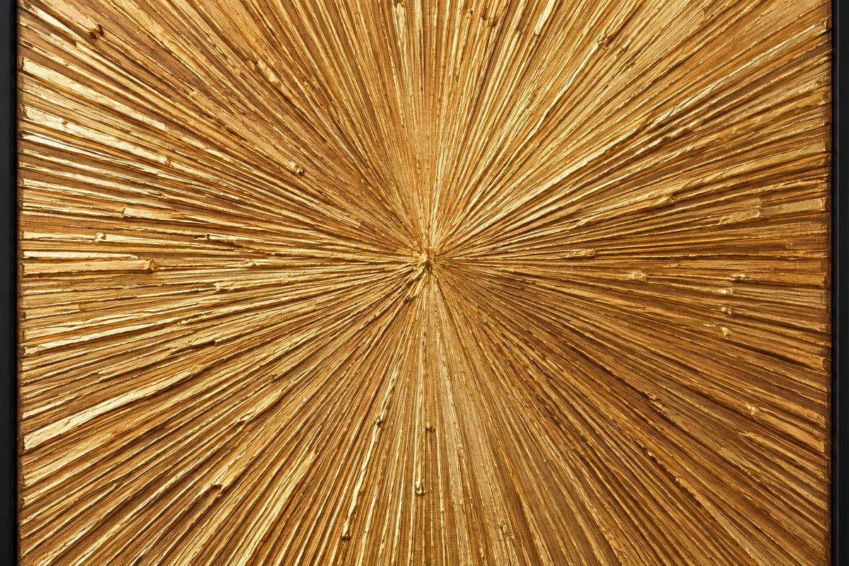 Handgemaltes Gemälde 'Goldene Strahlkraft' 100x100cm