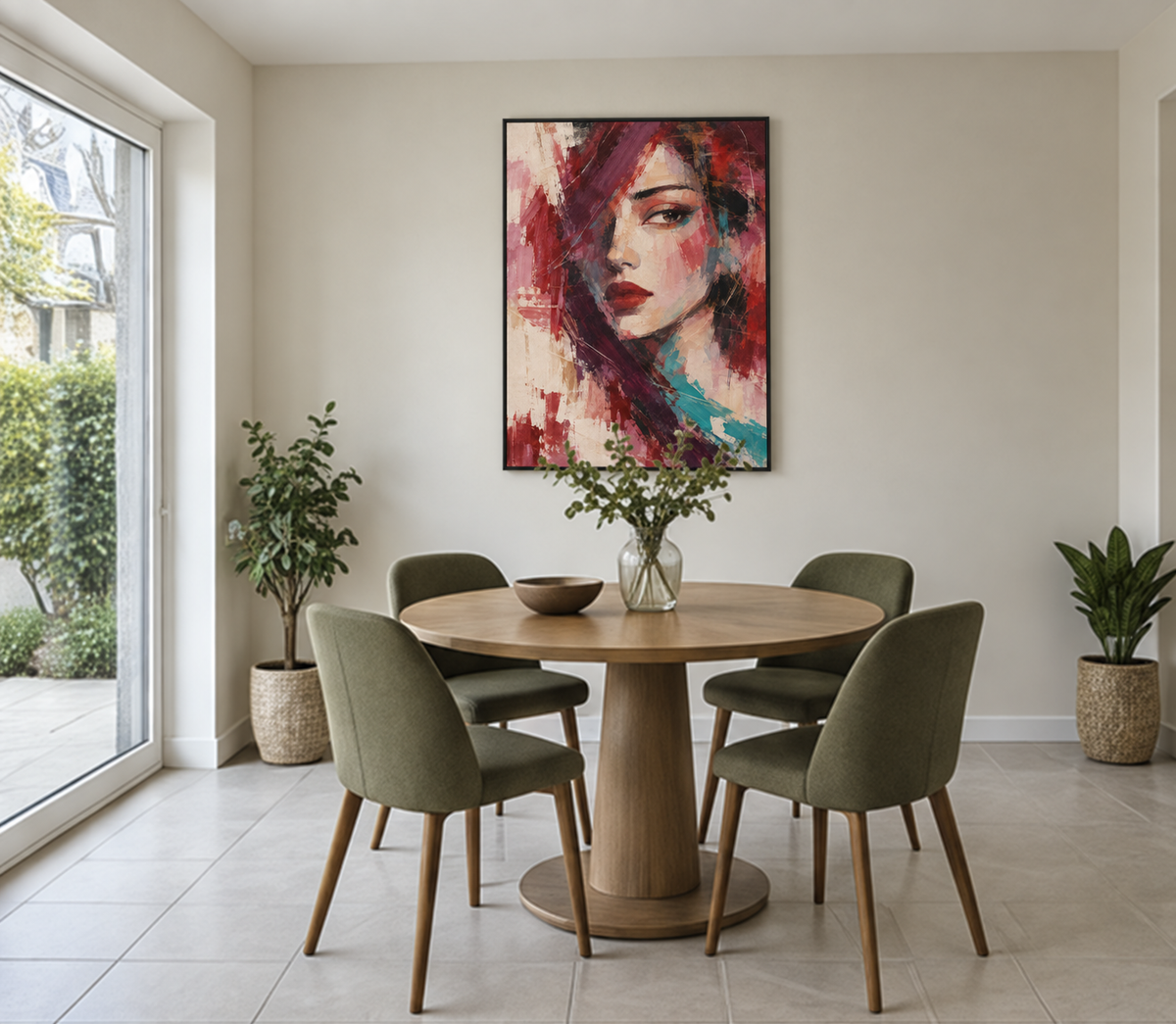Handgemaltes Gemälde 'Die rote Muse' 90x120cm
