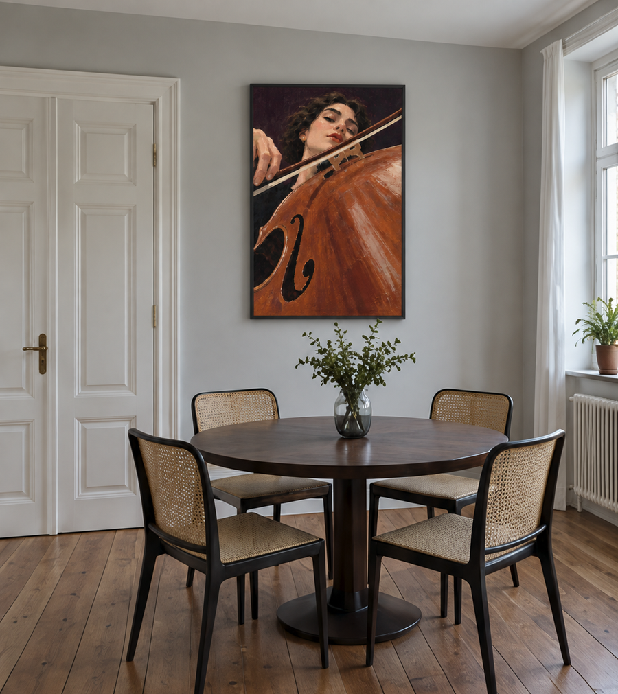Handgemaltes Gemälde 'Die Cellistin' 90x120cm