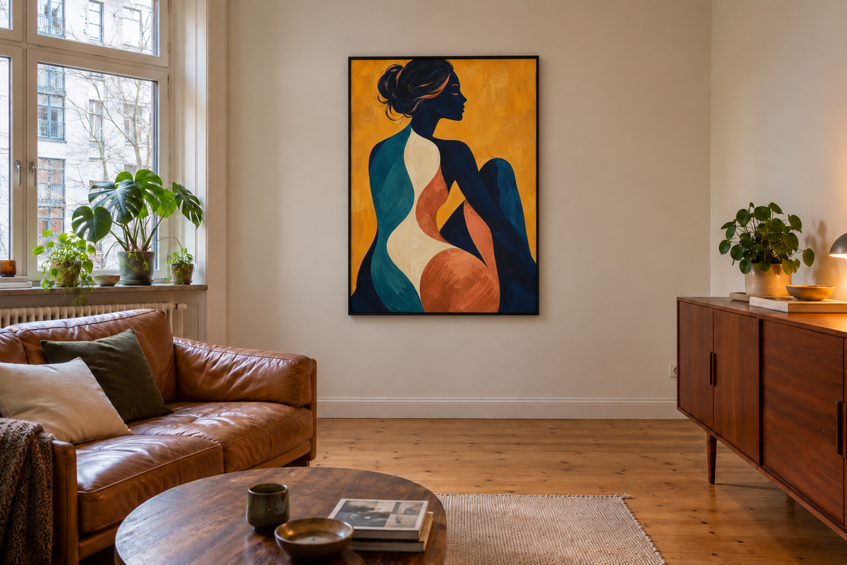 Handgemaltes Gemälde „Stille in Orange“ 90x120cm