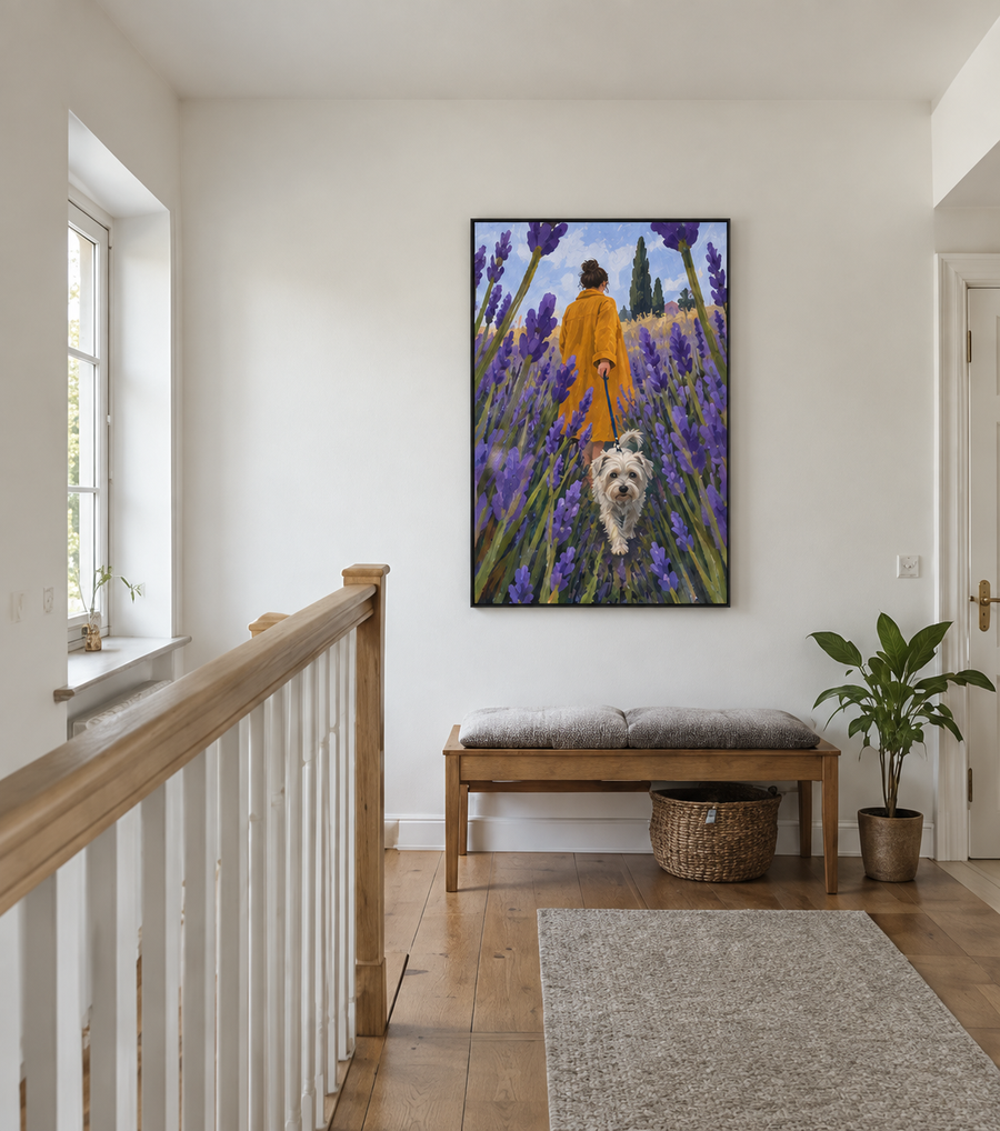 Handgemaltes Gemälde 'Lavendelweg' 90x120cm