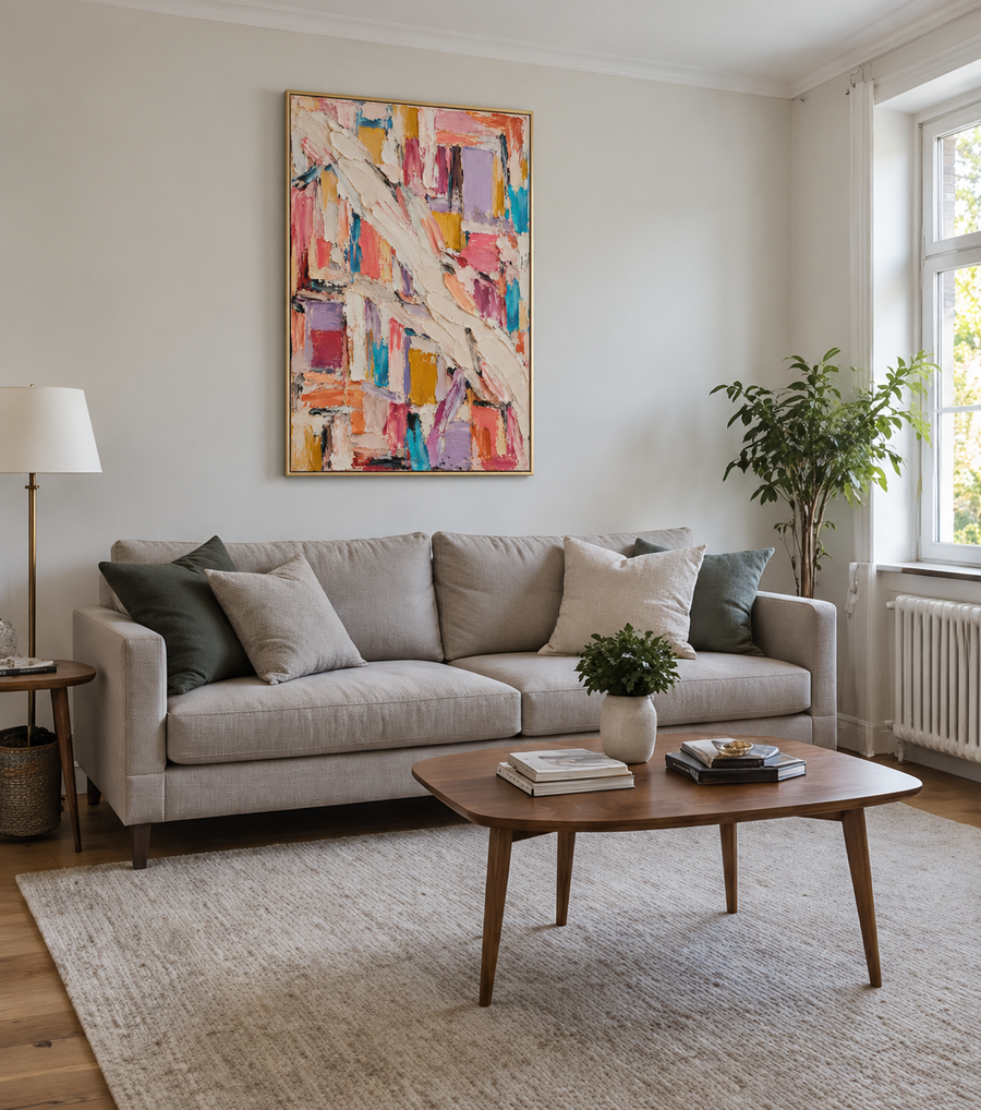 Handgemaltes Gemälde „Bunte Begegnung“ 80x120cm