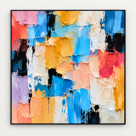 Handgemaltes Gemälde „Mosaik der Lebensfreude“ 100x100cm
