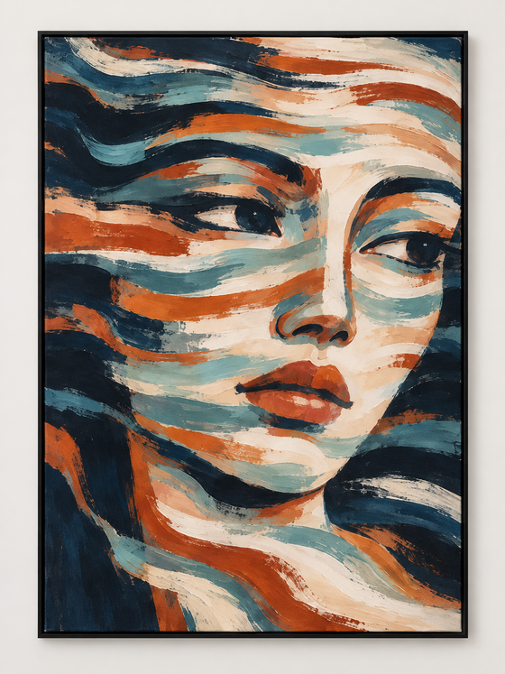 Handgemaltes Gemälde 'Wellenportrait' 90x120cm