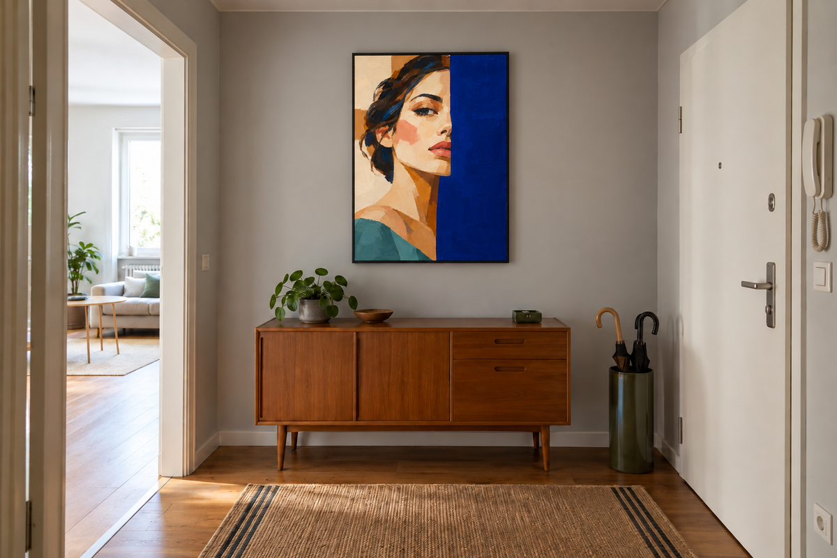 Handgemaltes Gemälde „Zwischen Licht und Blau“ 90x120cm