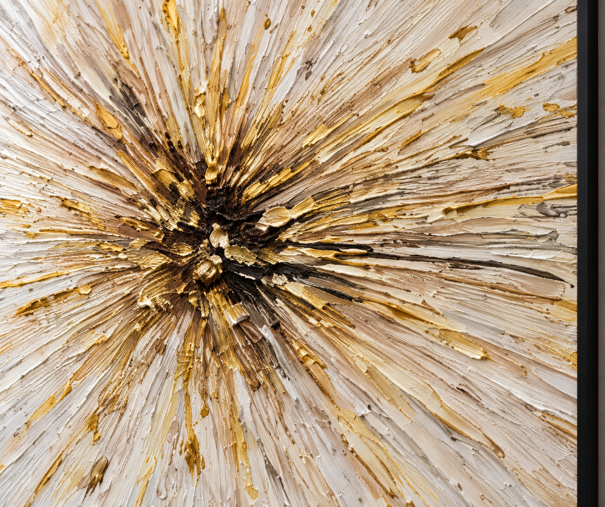 Handgemaltes Gemälde 'Goldene Explosion' 100x100cm