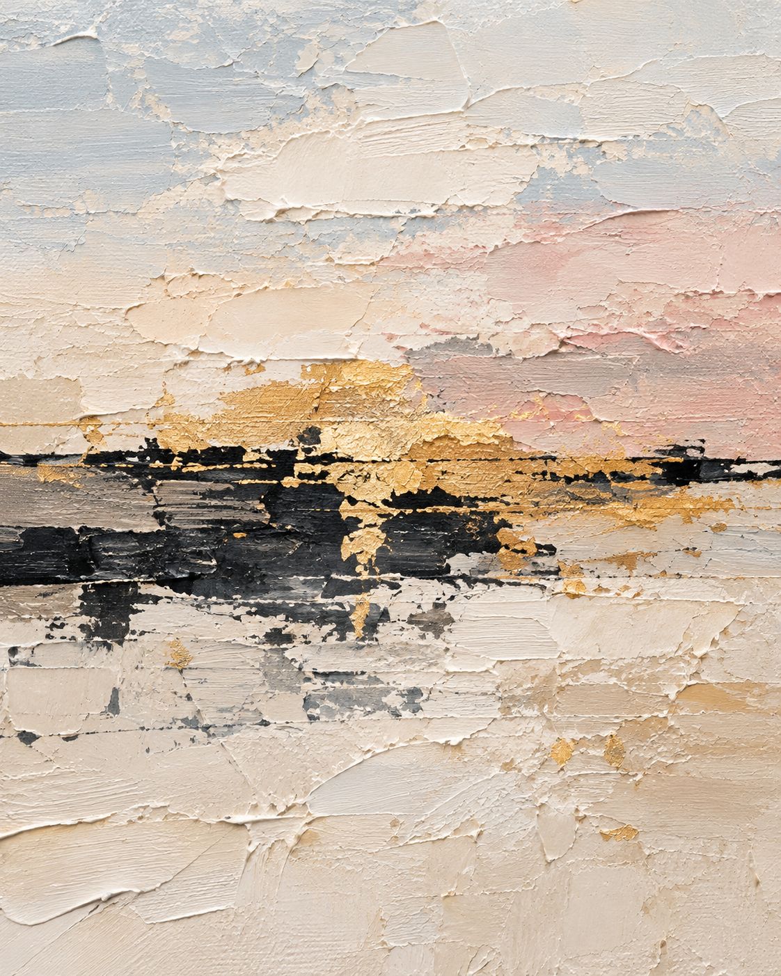 Handgemaltes Gemälde „Goldener Horizont“ 90x120cm