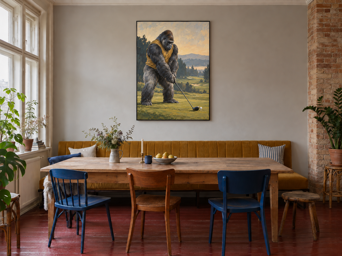 Handgemaltes Gemälde „König des Fairways“ 90x120cm