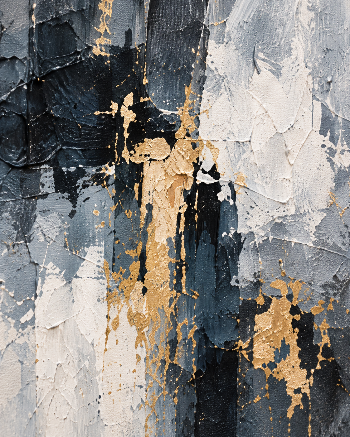 Handgemaltes Gemälde „Mitternachtsgold“ 90x120cm