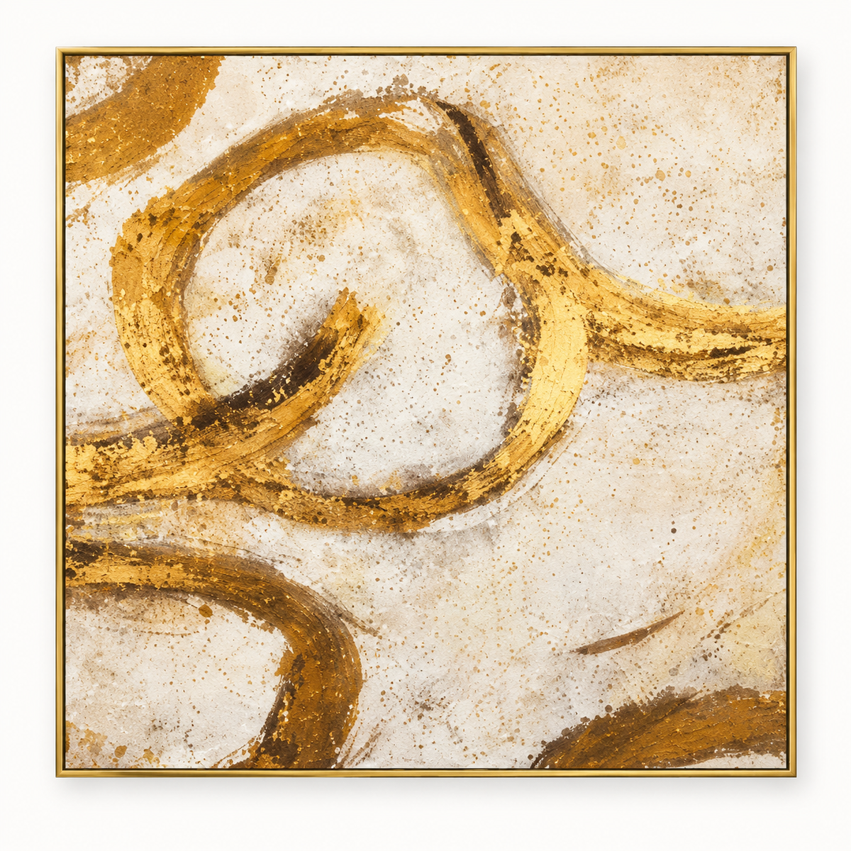 Handgemaltes Gemälde 'Goldene Bewegung' 100x100cm