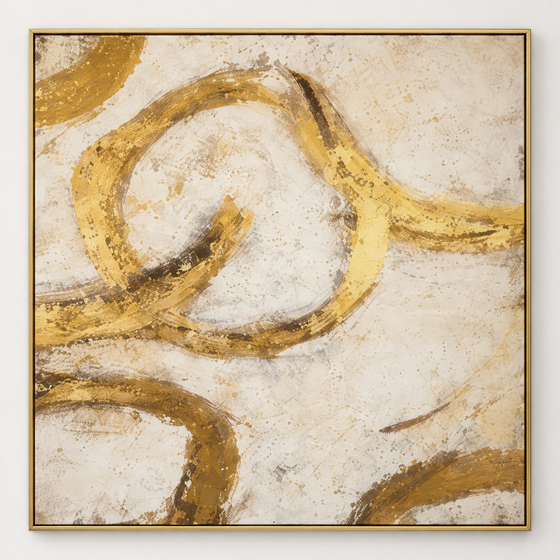 Handgemaltes Gemälde „Goldene Wege“ 100x100cm