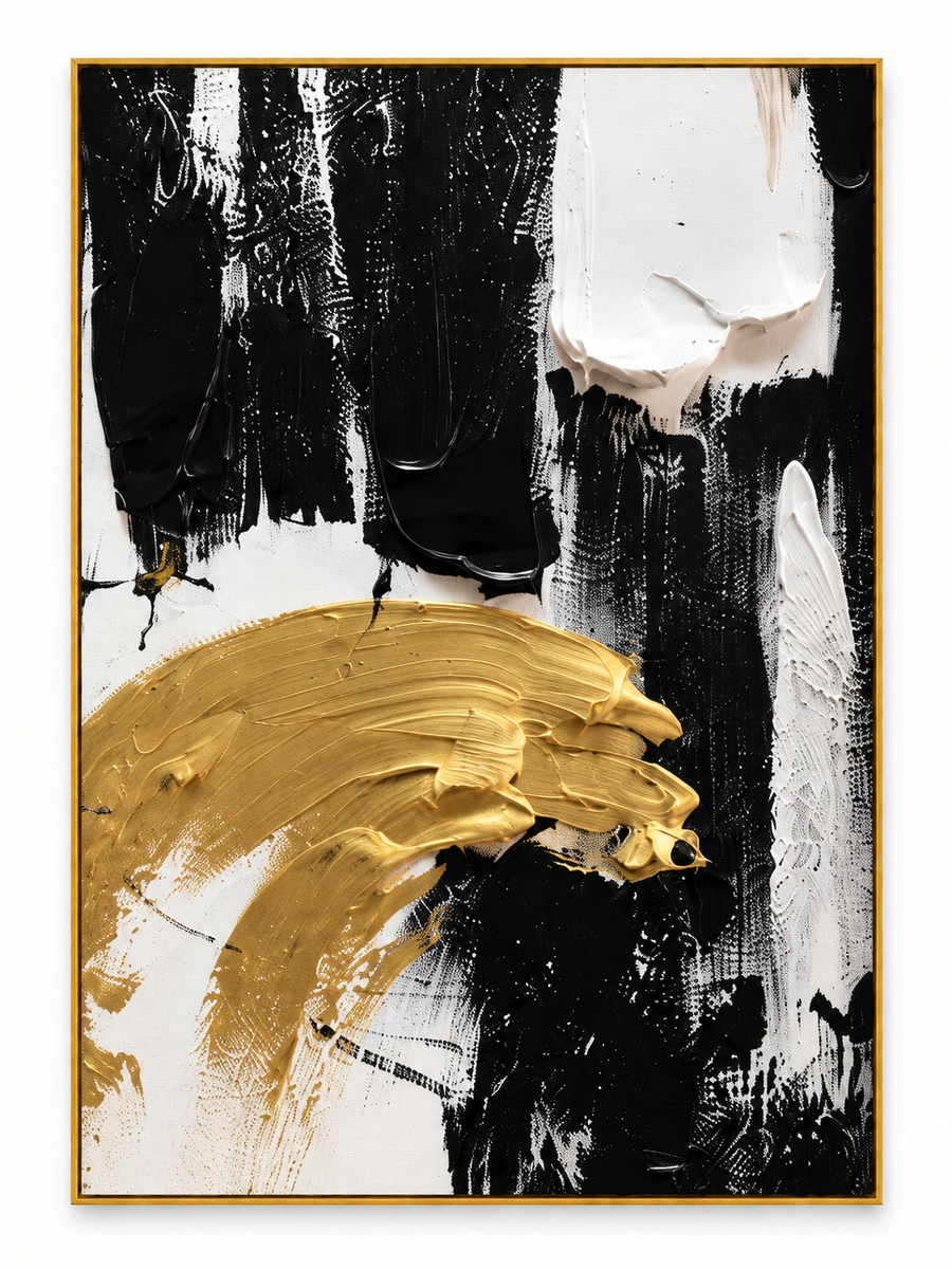 Handgemaltes Gemälde „Goldener Schwung“ 120x160cm