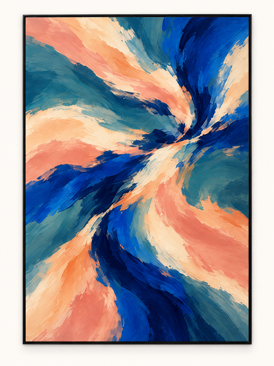 Handgemaltes Gemälde „Blauer Sog“ 90x120cm