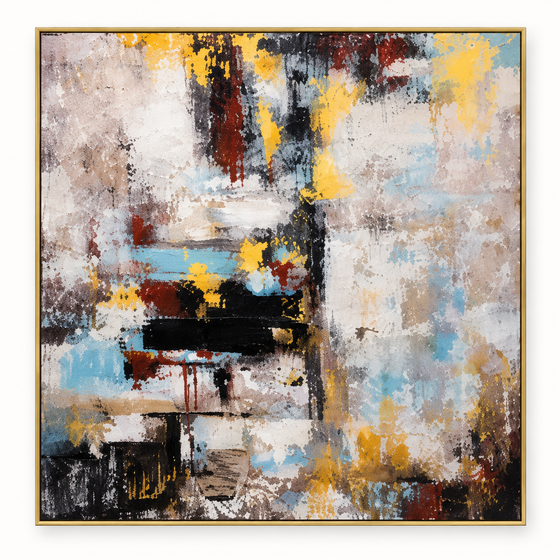 Handgemaltes Gemälde 'Goldene Resonanz' 100x100cm