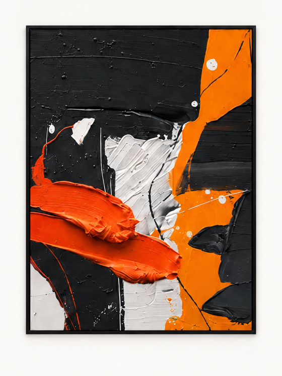 Handgemaltes Gemälde „Feurige Spur“ 90x120cm