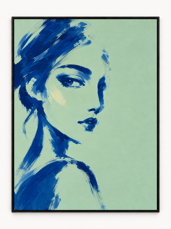 Handgemaltes Gemälde 'Blaues Geheimnis' 90x120cm