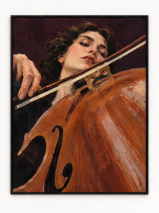 Handgemaltes Gemälde 'Die Cellistin' 90x120cm