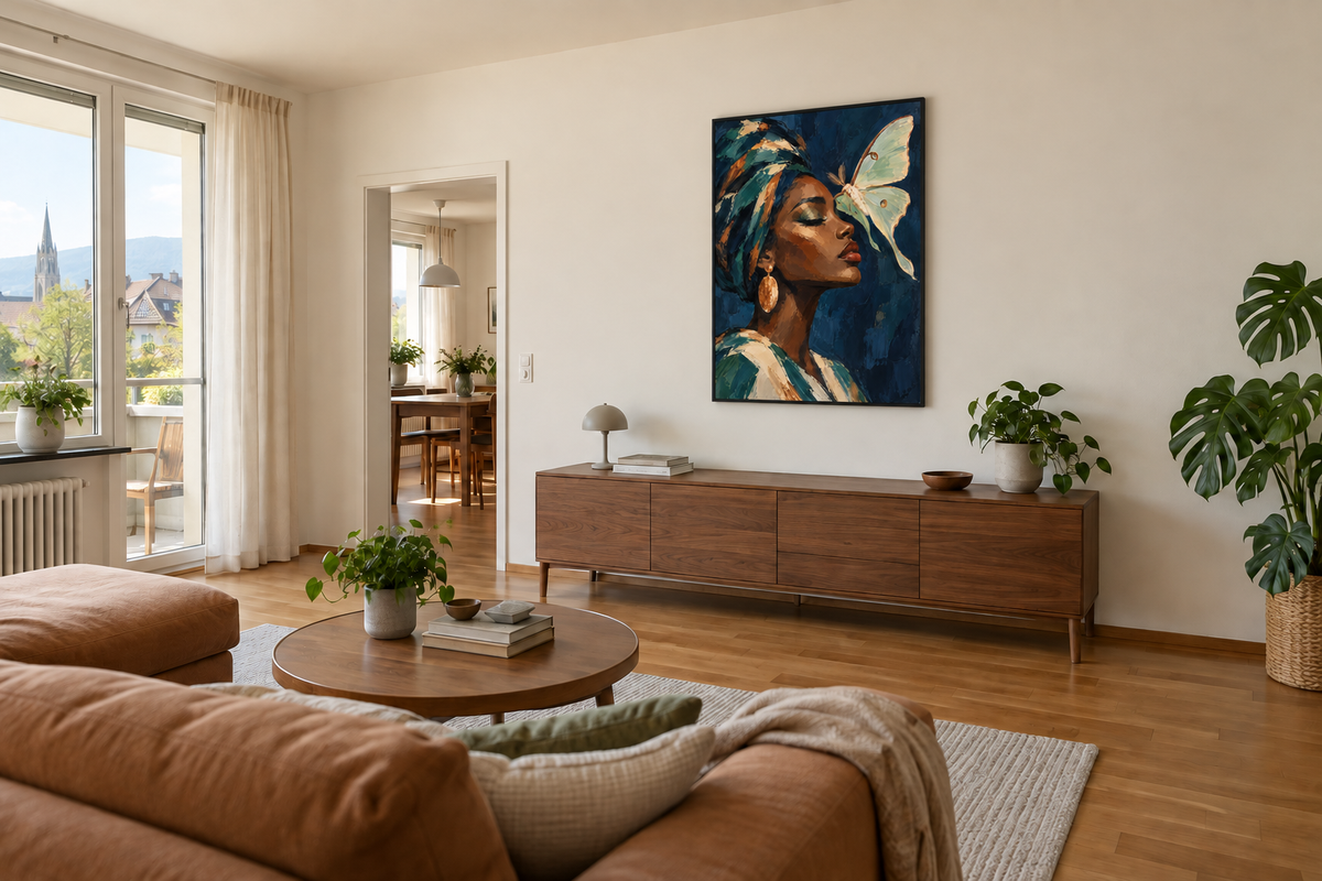 Handgemaltes Gemälde „Flügel der Stille“ 90x120cm