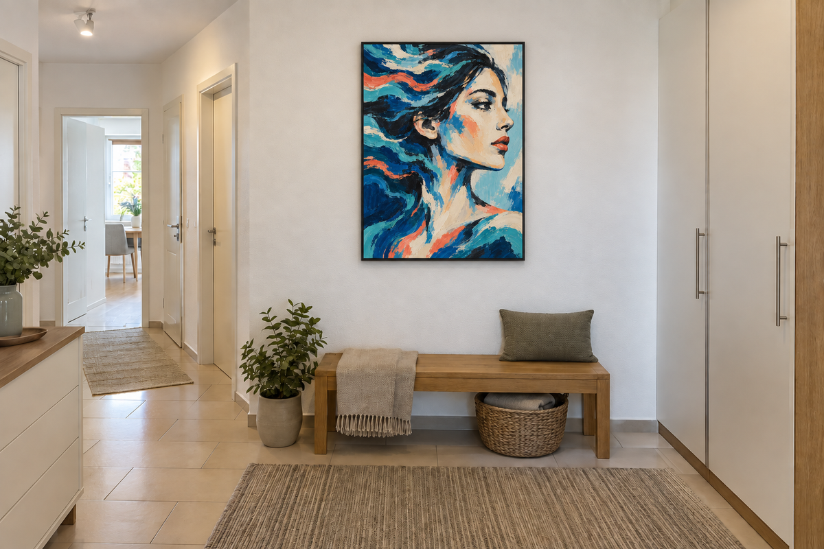Handgemaltes Gemälde „Blaue Sehnsucht“ 90x120cm