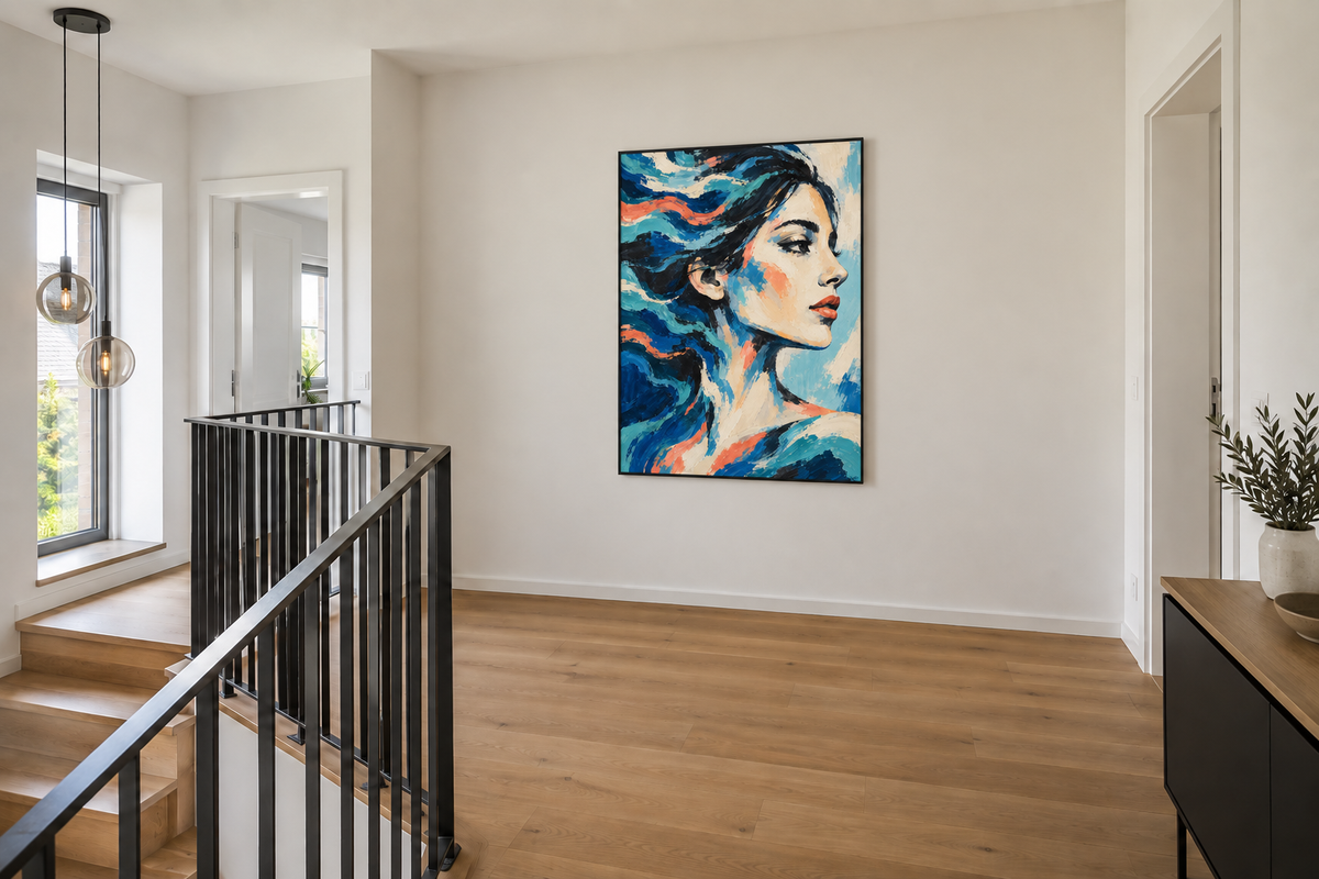 Handgemaltes Gemälde „Blaue Sehnsucht“ 90x120cm