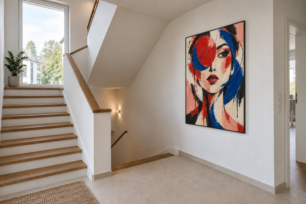 Handgemaltes Gemälde „Verborgener Blick“ 90x120cm