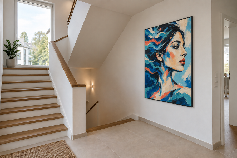 Handgemaltes Gemälde „Blaue Sehnsucht“ 90x120cm