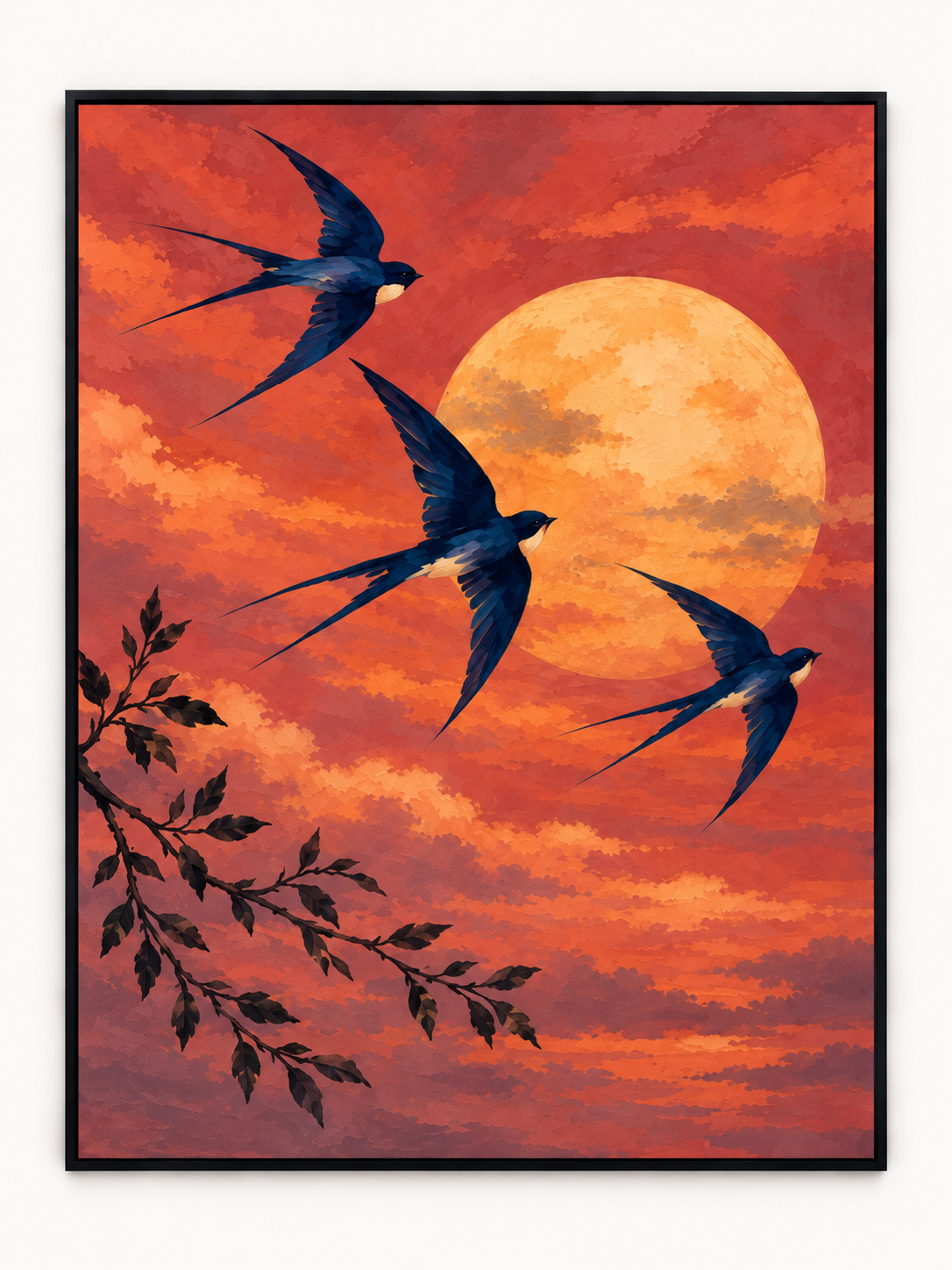 Handgemaltes Gemälde „Flügel im Abendrot“ 90x120cm