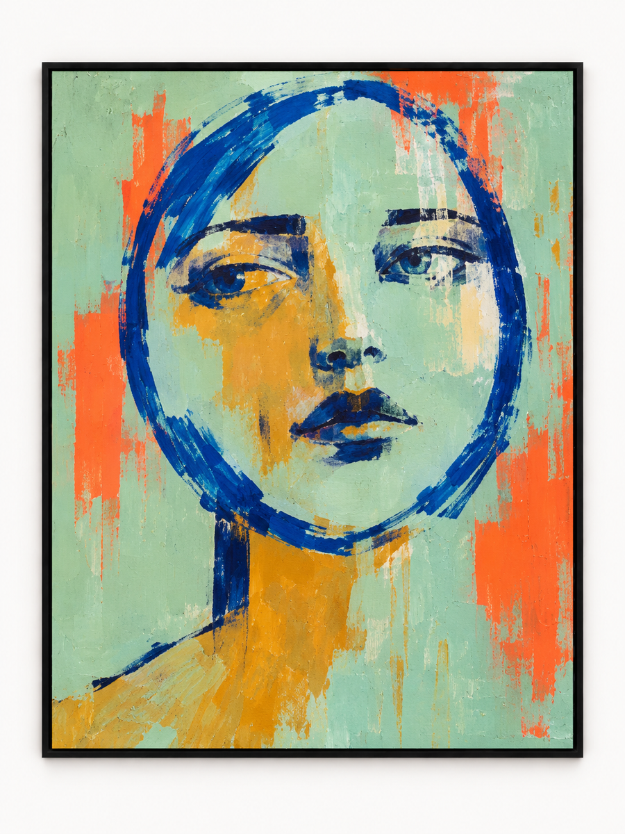 Handgemaltes Gemälde „Konturen in Blau“ 90x120cm