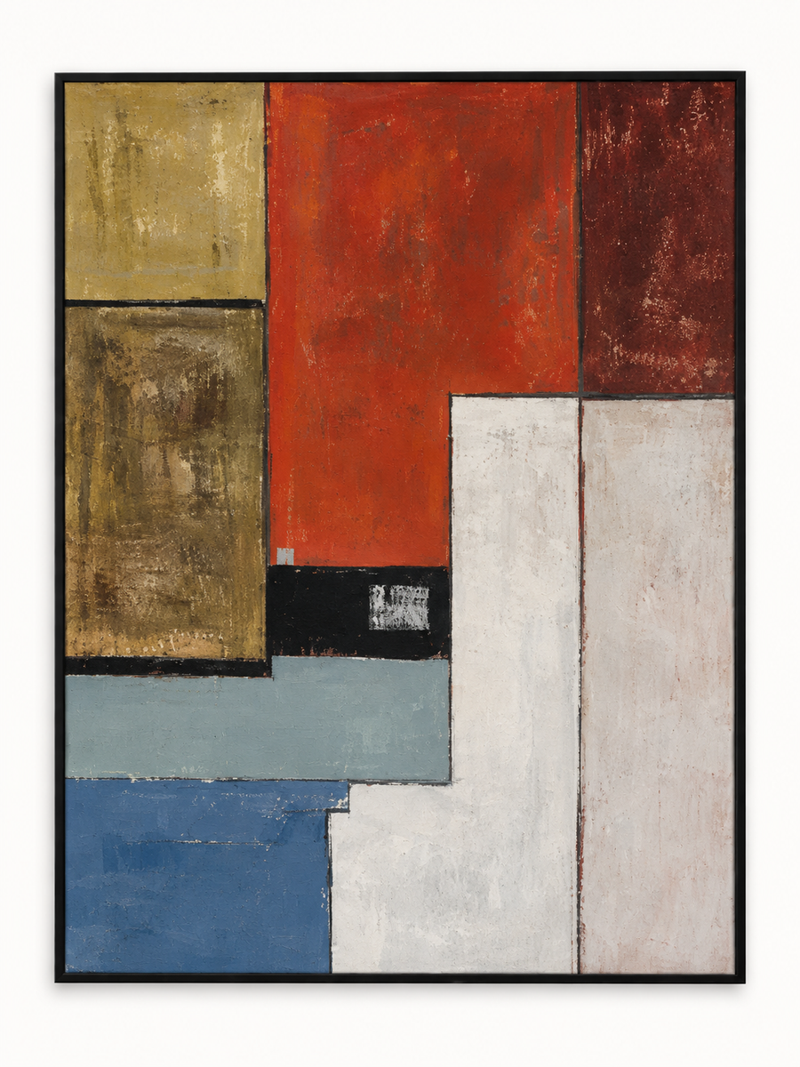 Handgemaltes Gemälde „Rostrote Ordnung“ 90x120cm