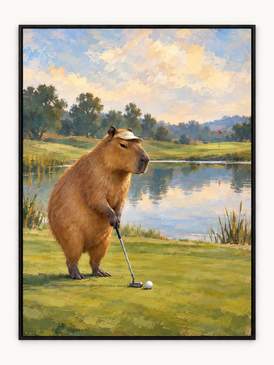 Handgemaltes Gemälde „Ein Putt in aller Ruhe“ 90x120cm