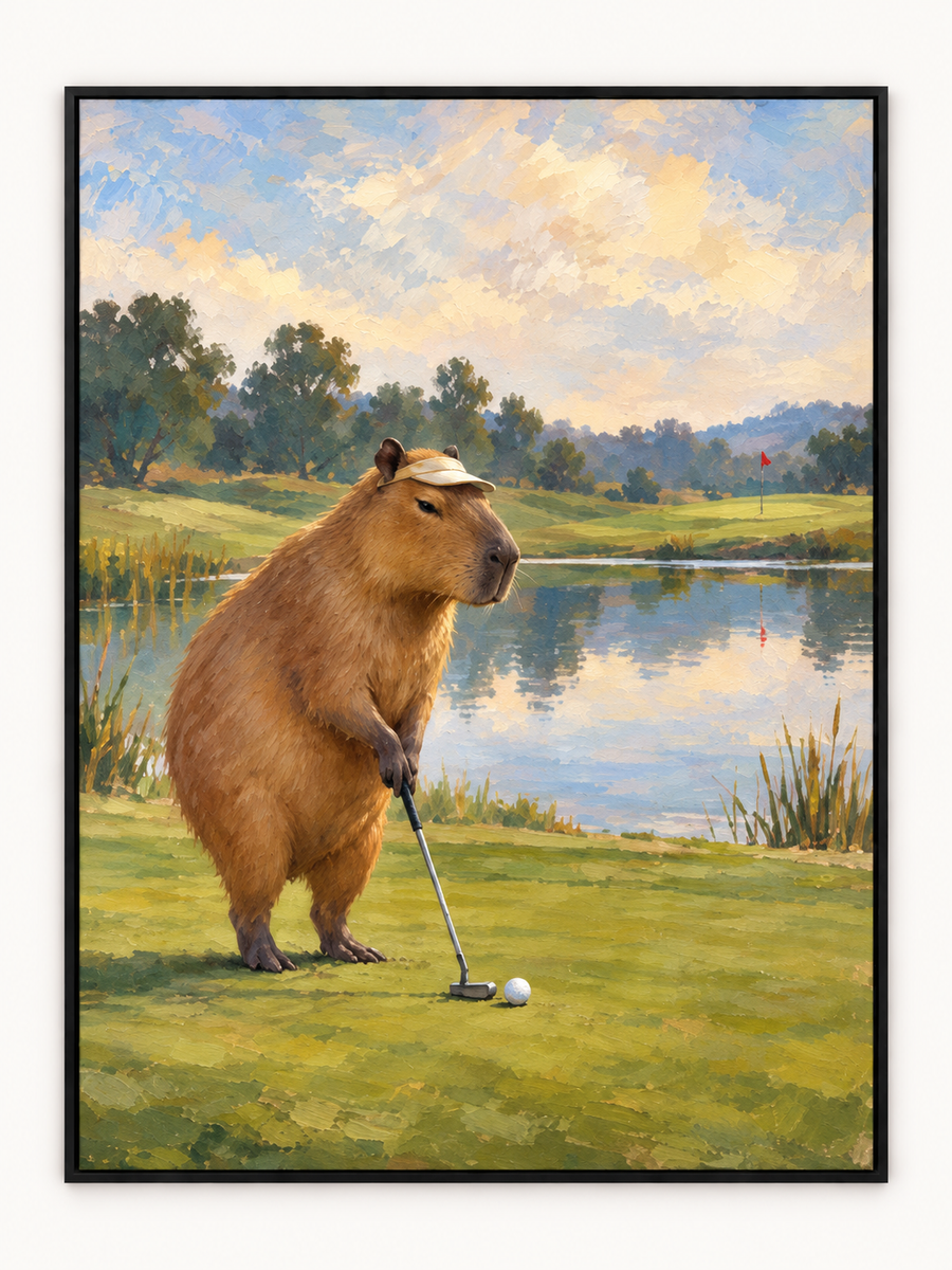 Handgemaltes Gemälde „Ein Putt in aller Ruhe“ 90x120cm