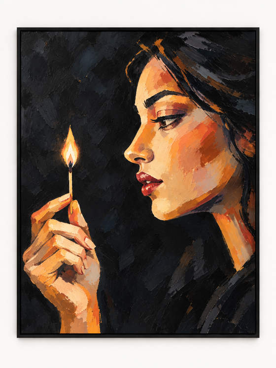 Handgemaltes Gemälde 'Die kleine Flamme' 90x120cm
