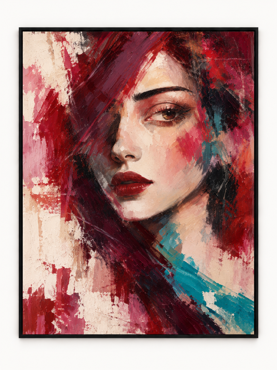 Handgemaltes Gemälde 'Die rote Muse' 90x120cm