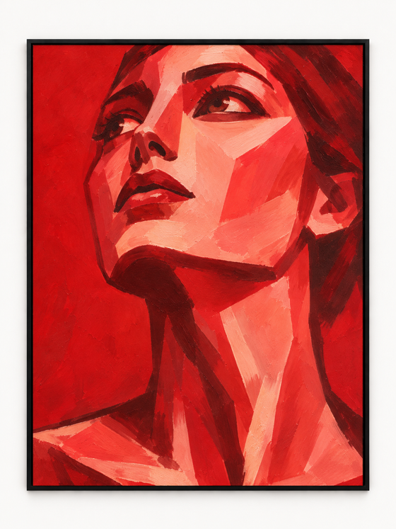 Handgemaltes Gemälde 'Rote Entschlossenheit' 90x120cm