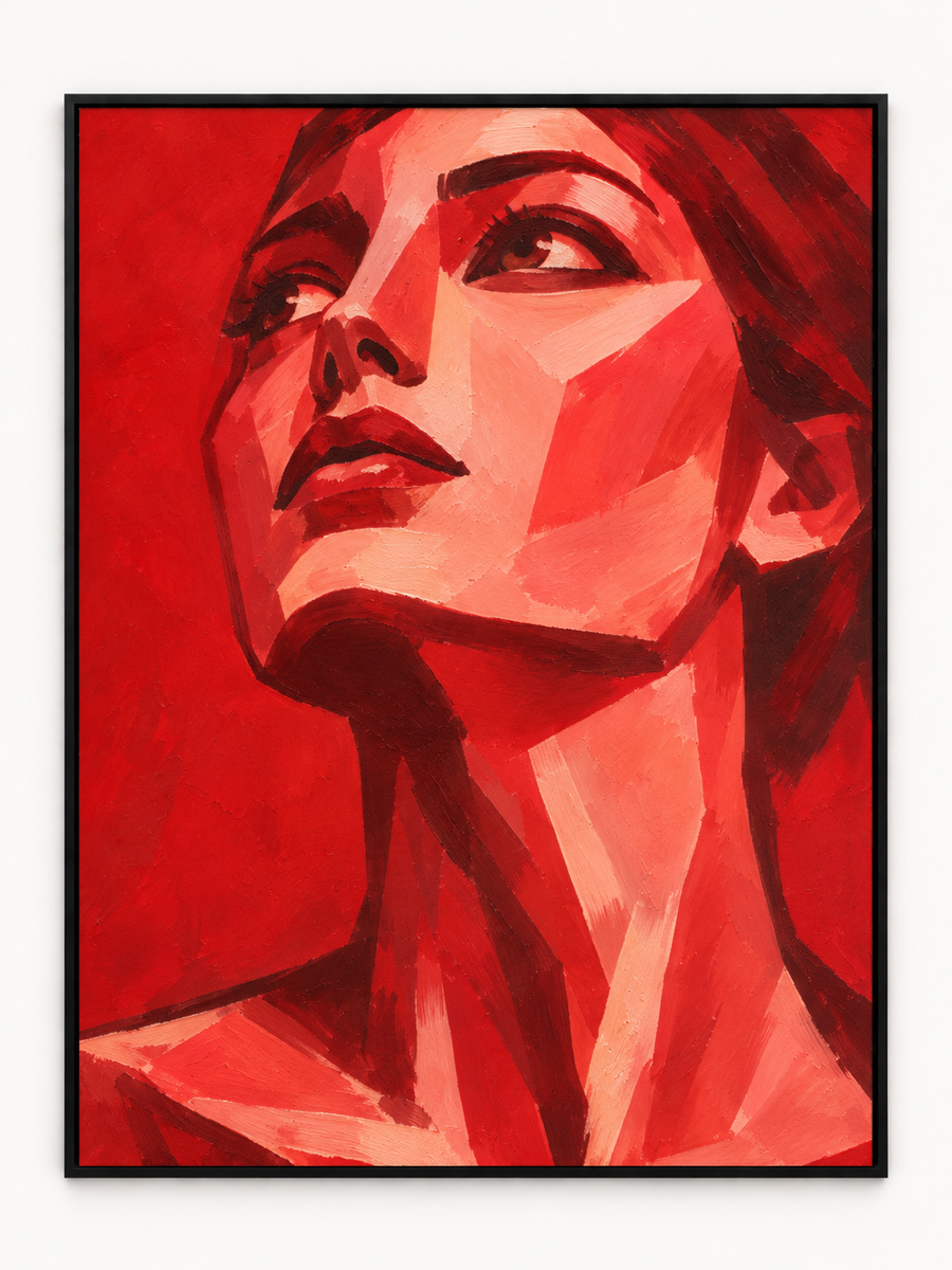 Handgemaltes Gemälde 'Rote Entschlossenheit' 90x120cm