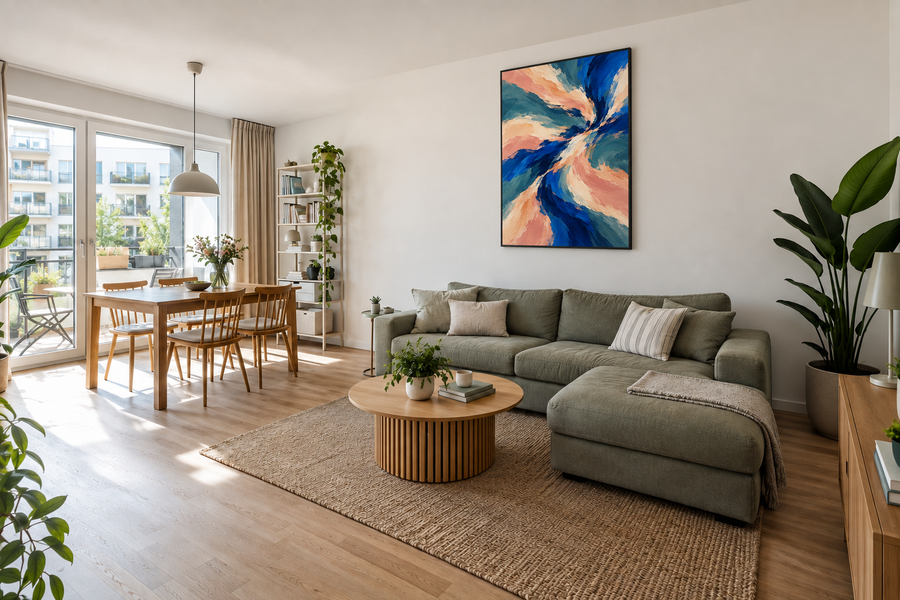 Handgemaltes Gemälde „Blauer Sog“ 90x120cm