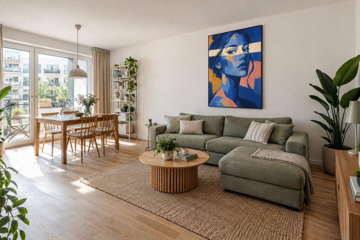 Handgemaltes Gemälde „Blick durch Blau“ 90x120cm