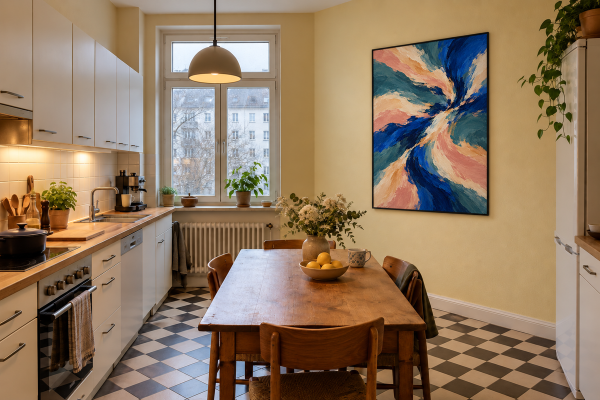 Handgemaltes Gemälde „Blauer Sog“ 90x120cm