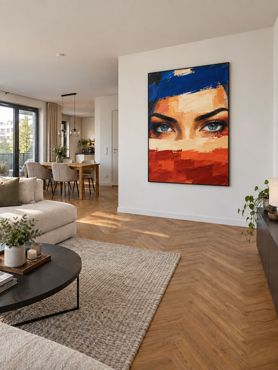 Handgemaltes Gemälde „Augenblick in Blau“ 90x120cm