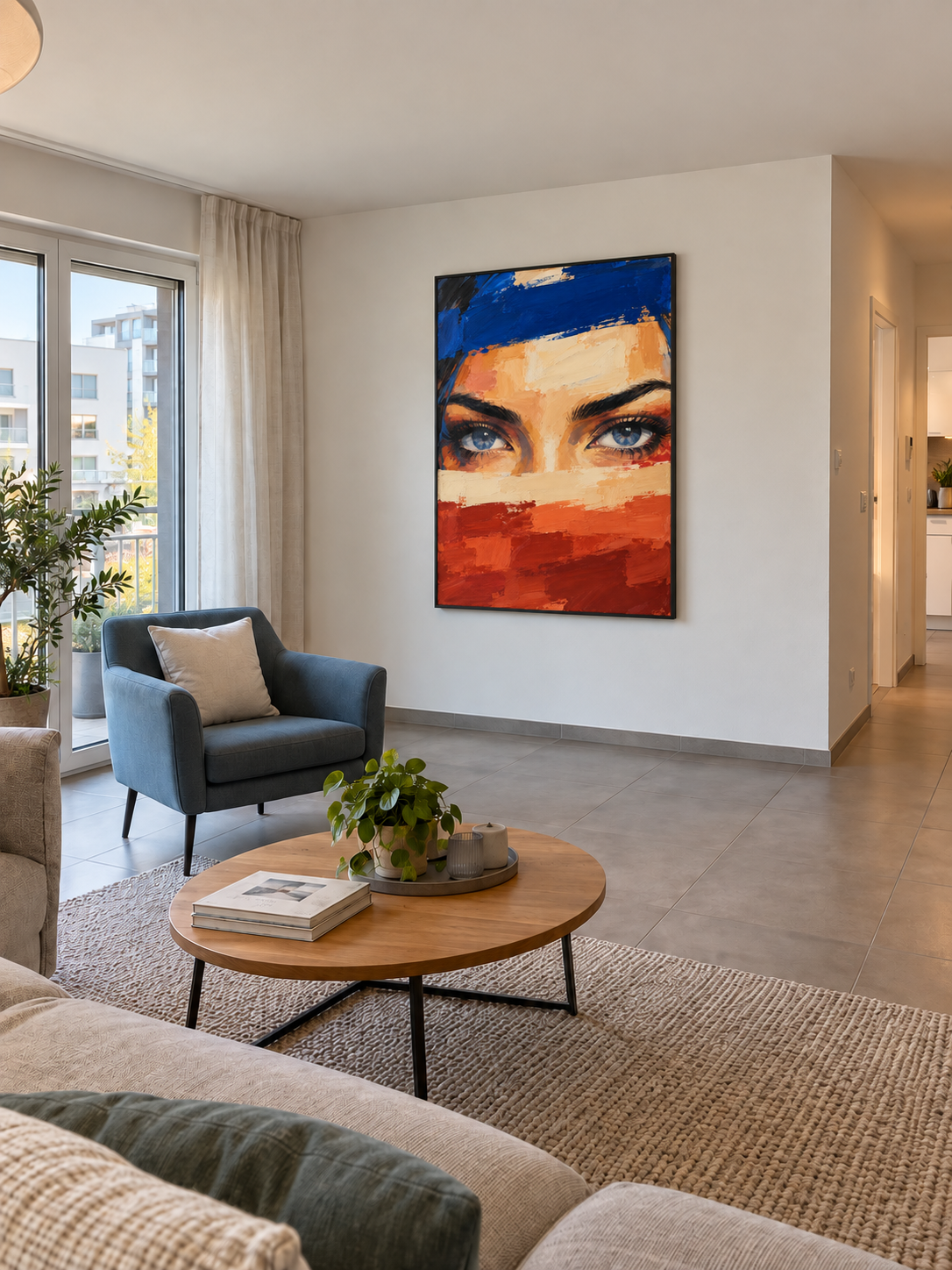 Handgemaltes Gemälde „Augenblick in Blau“ 90x120cm