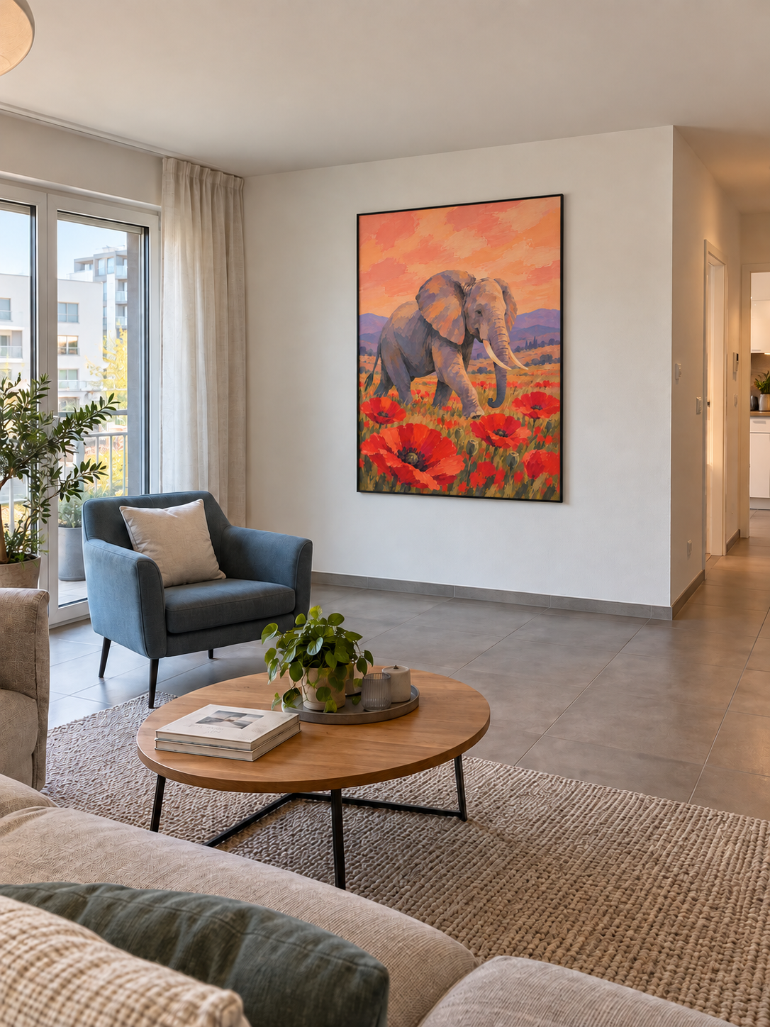 Handgemaltes Gemälde „Riese im Mohnfeld“ 90x120cm