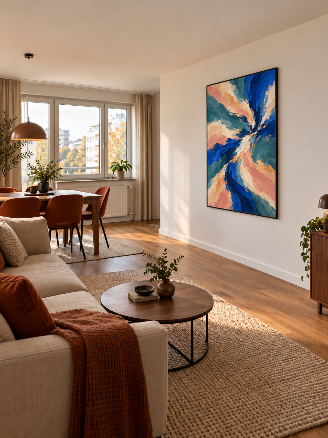 Handgemaltes Gemälde „Blauer Sog“ 90x120cm