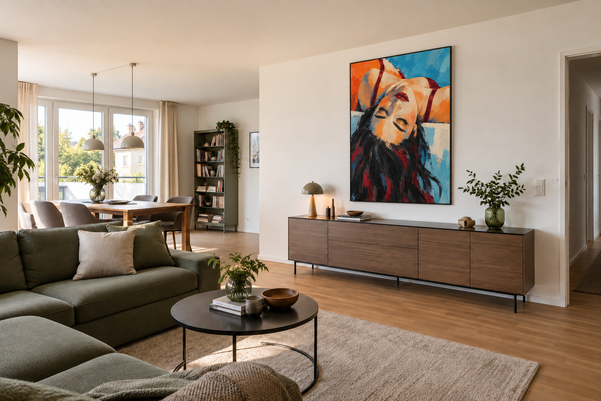 Handgemaltes Gemälde „Kopfüber im Traum“ 90x120cm