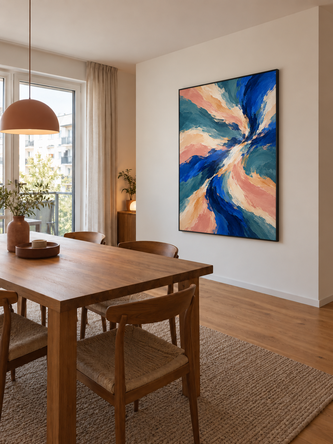 Handgemaltes Gemälde „Blauer Sog“ 90x120cm