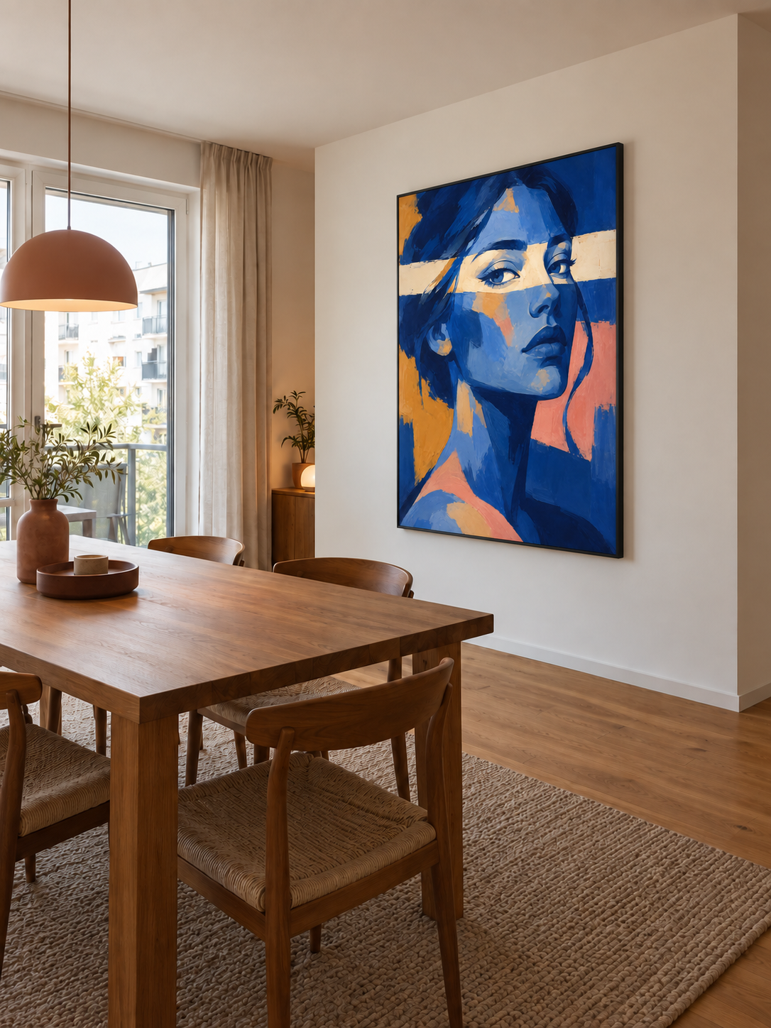 Handgemaltes Gemälde „Blick durch Blau“ 90x120cm