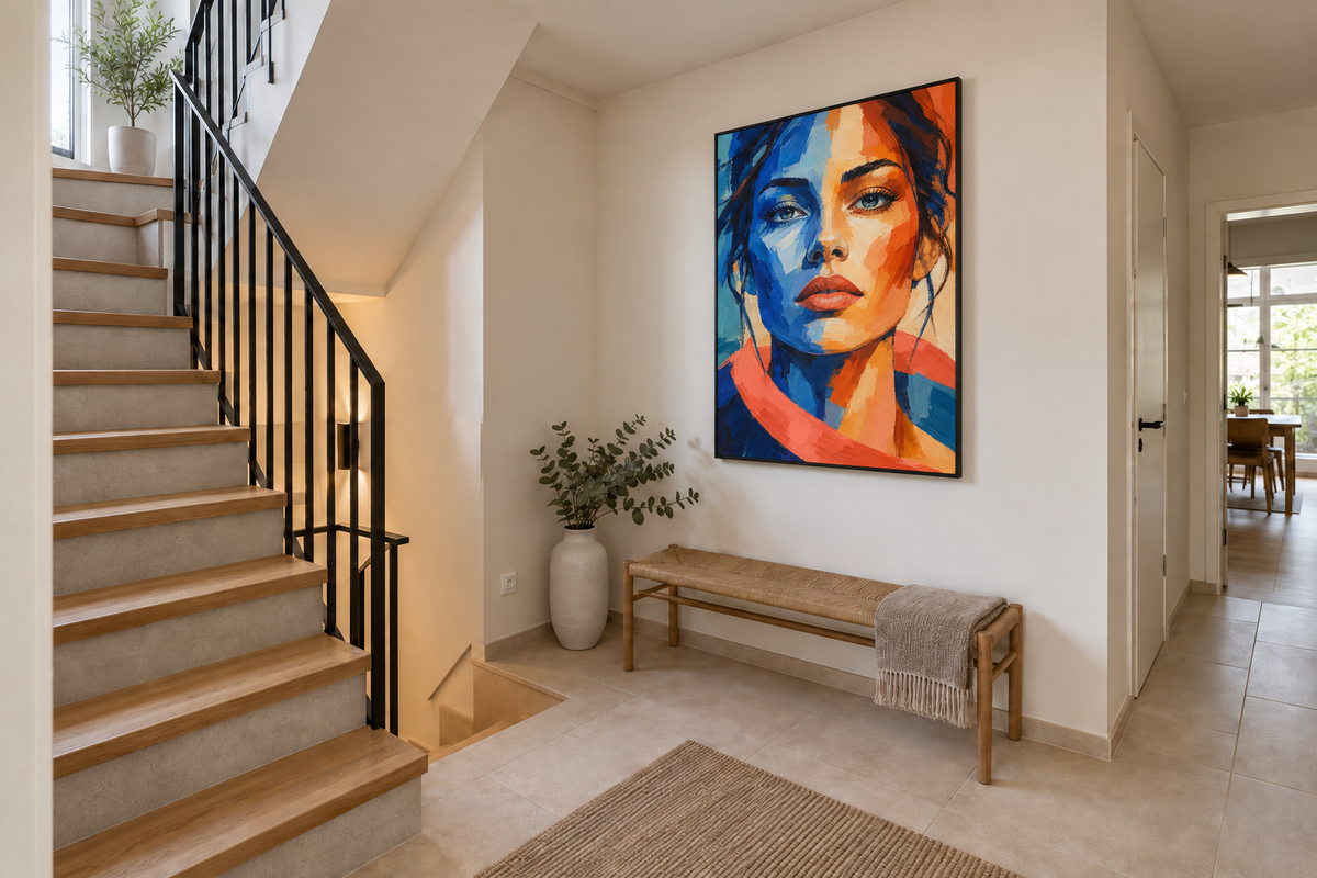 Handgemaltes Gemälde „Zwei Seiten eines Blicks“ 90x120cm