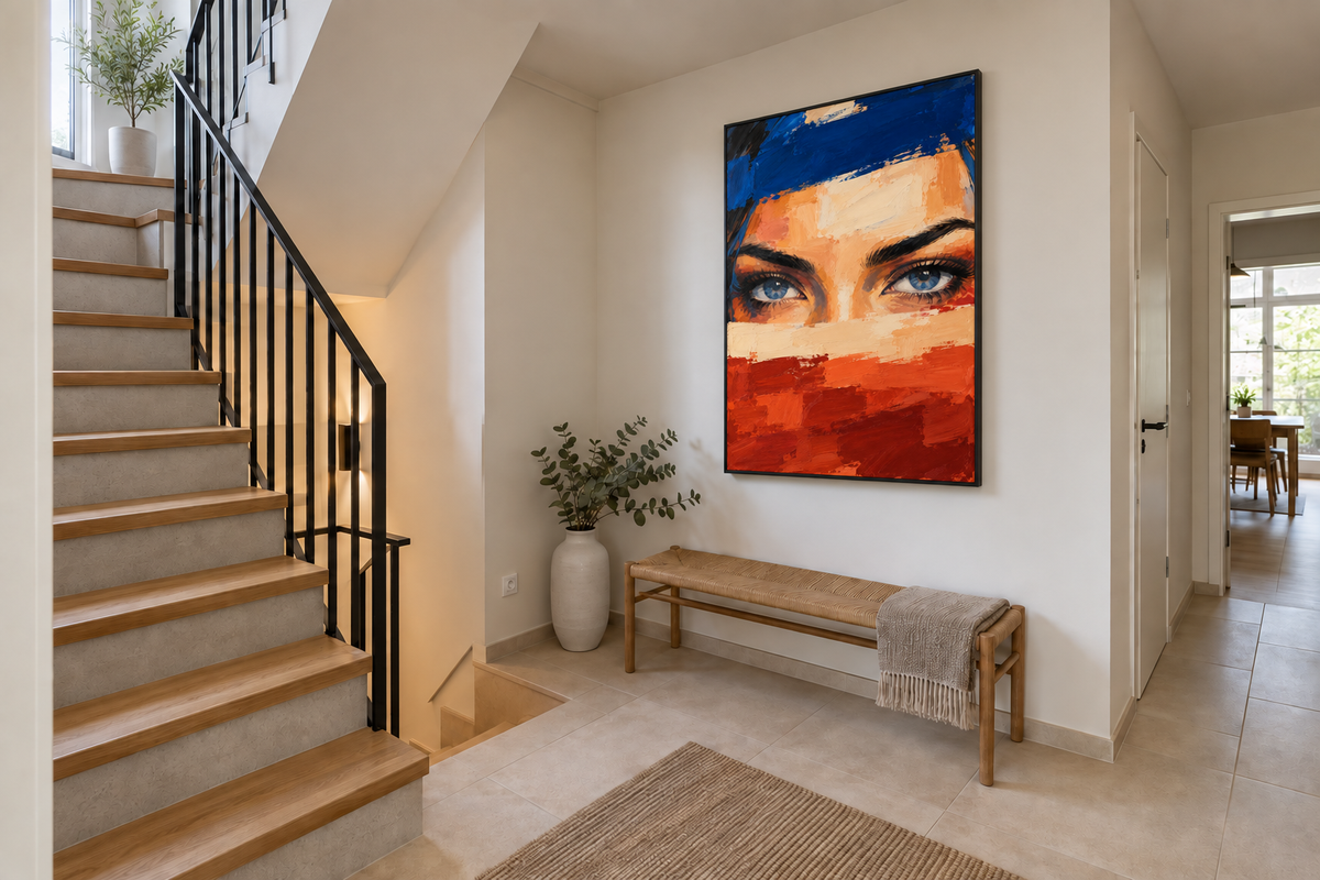 Handgemaltes Gemälde „Augenblick in Blau“ 90x120cm