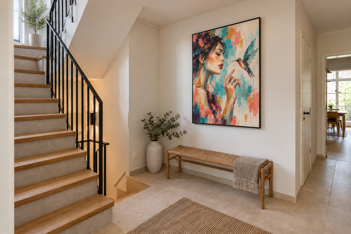 Handgemaltes Gemälde „Zarter Besuch“ 90x120cm